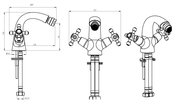 Смеситель для биде Boheme Satine 316-ST латунь 