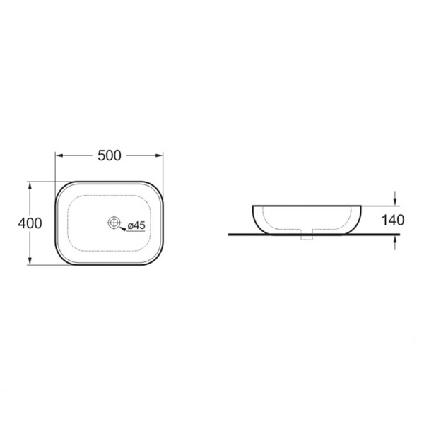 Раковина накладная прямоугольная Vincea  VBS-101MB фарфор цвет черный матовый