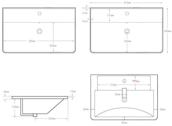 Раковина мебельная прямоугольная Aquanet Ирис 00301805 керамика цвет белый