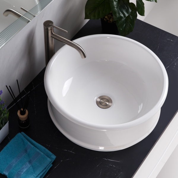 Раковина накладная круглая BelBagno  BB1383 фаянс цвет белый