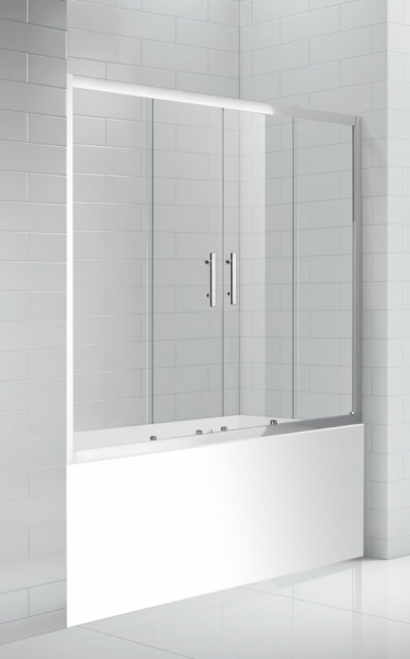 Шторка для ванны раздвижная  Cezares Eco ECO-O-VF-2-170/145-C-Cr 170 см, стекла прозрачные, профиль хром