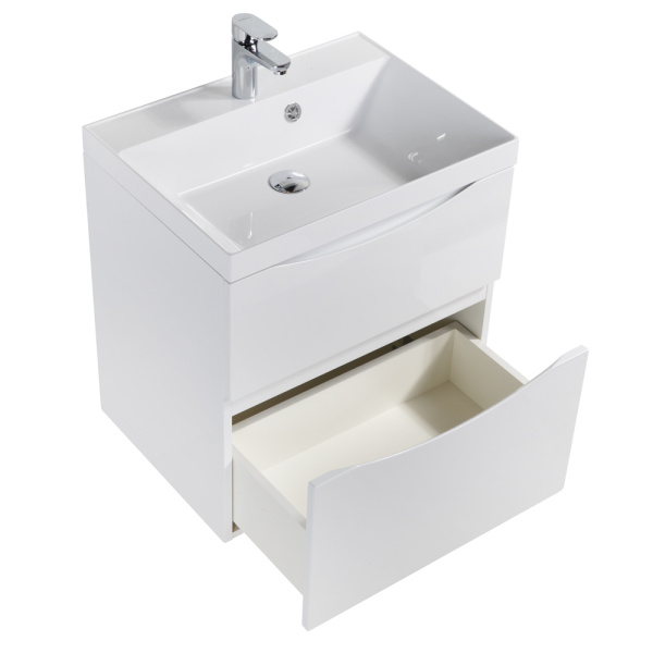 Тумба под раковину подвесная BelBagno Marino-H60 MARINO-H60-600-2C-SO-BL-P 60 см  2 ящика цвет Bianco Lucido 