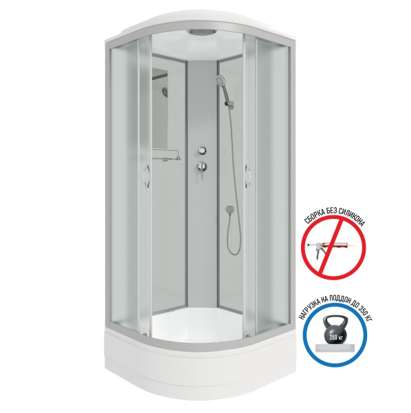 Душевая кабина с крышей Niagara Classic NG-3301-14 четверть круга  90x90 стекла матовые, профиль матовый хром