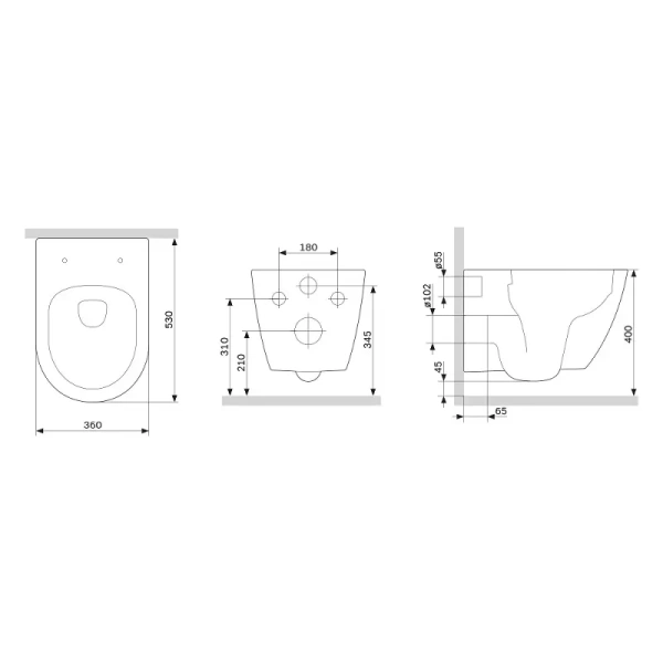 Унитаз подвесной Damixa Apollo DX22C1700SC Rimless фарфор белый