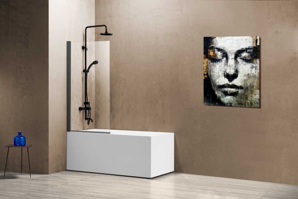 Шторка для ванны распашная  Vincea VSB-11 VSB-11800CLGM 80 см, стекла прозрачные, профиль вороненая сталь