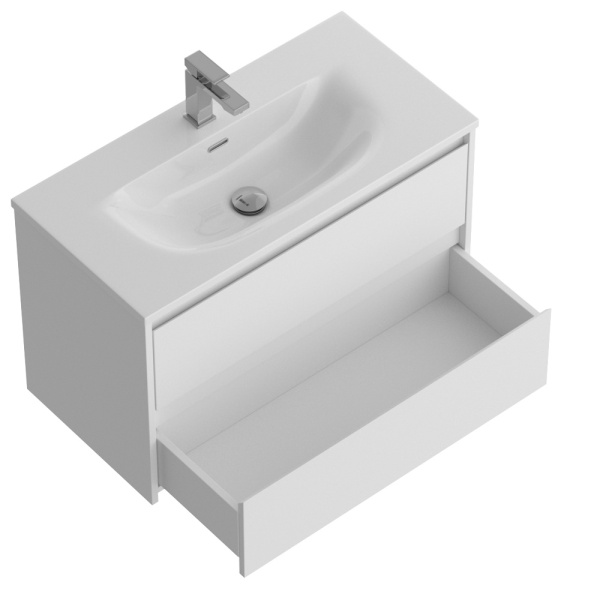 Тумба под раковину подвесная BelBagno Kraft 39-800/390-2C-SO-BO 80 см  2 ящика цвет Bianco Opaco 