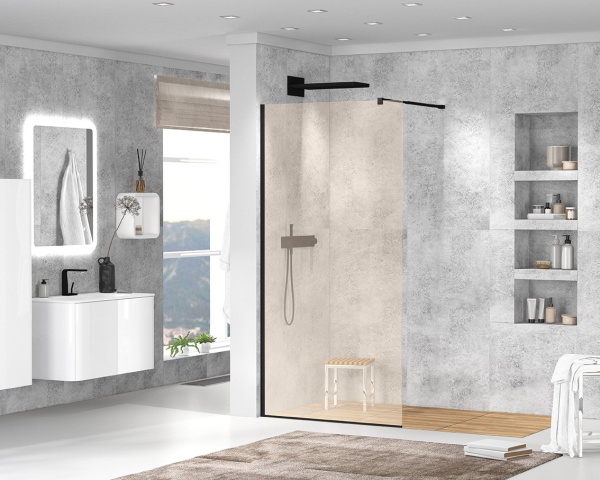 Душевая перегородка Cezares Liberta LIBERTA-L-1-120-BR-NERO 120 см, стекла тонированные, профиль черный