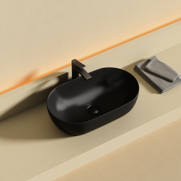 Раковина накладная овальная Ceramica Nova Twist CN12001MB фарфор цвет черный матовый