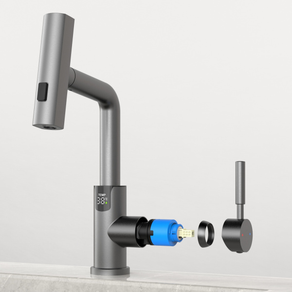 Смеситель для раковины Black&White Universe SD3028GM оружейная сталь