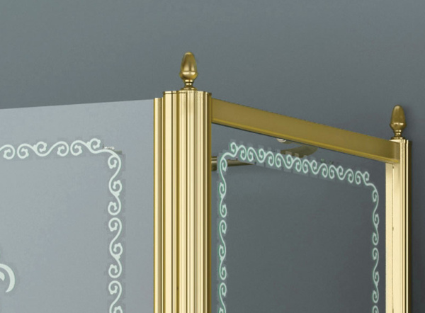 Душевая дверь Cezares Retro RETRO-A-B-1-90-CP-G-L 90 см стекла с узором прозрачные, профиль золото