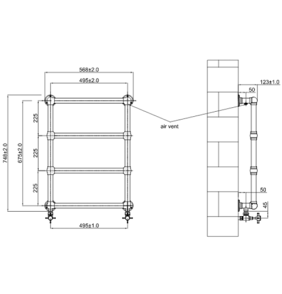 Полотенцесушитель водяной Boheme Medici П4  50x75 718 бронза