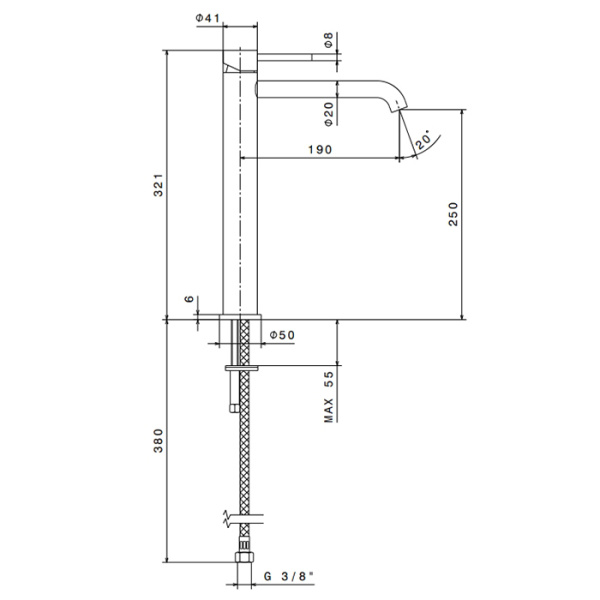 Смеситель для раковины Newform X-Steel 316 69615X.50.050 stainless steel