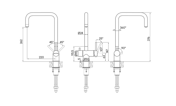 Смеситель для кухни Paulmark Wetter We213030-431 с подключением к фильтру белый матовый
