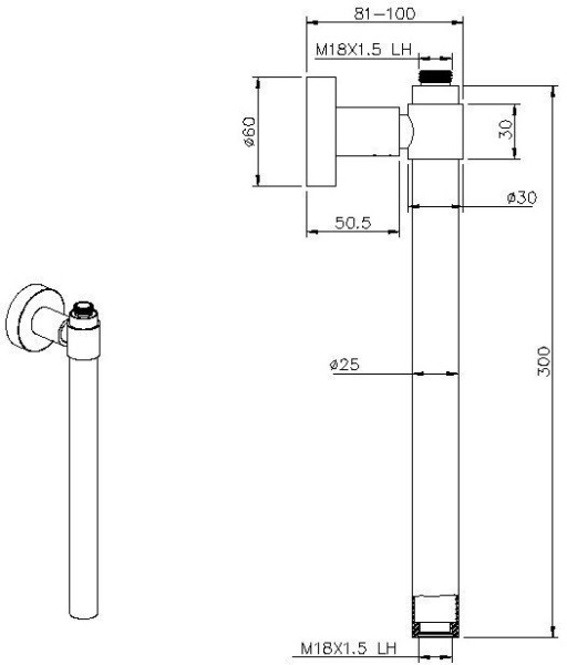 Удлинитель для душевой системы Allen Brau Priority 00326067 брашированный никель 