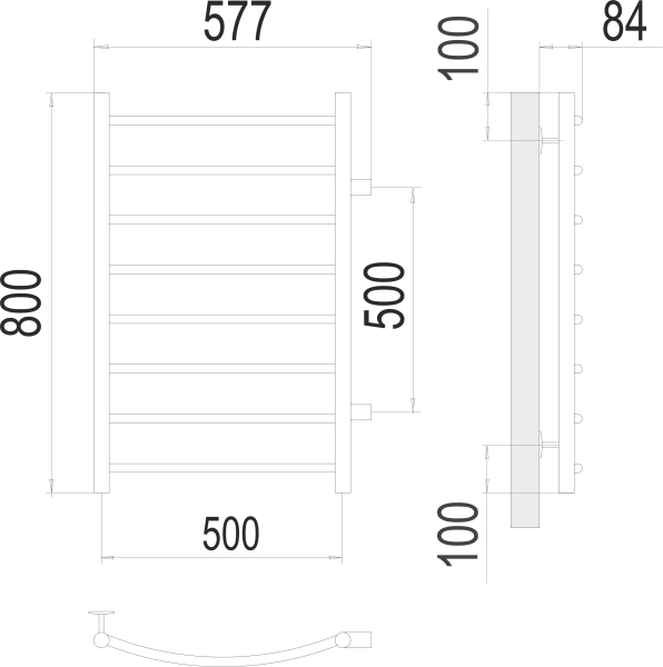 Полотенцесушитель водяной Terminus Классик П8  50x80 4670078530257 хром