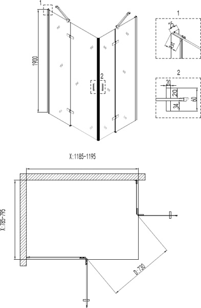 Душевой угол Niagara NG-6617-08 120x80