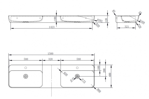Раковина  прямоугольная Abber Kristall AT2807Rubin полиэфирная смола цвет красный