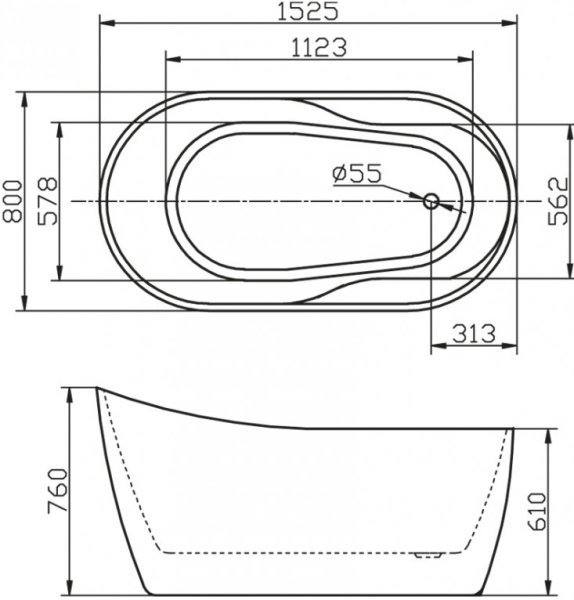 Акриловая ванна BelBagno  BB301 152.5x80