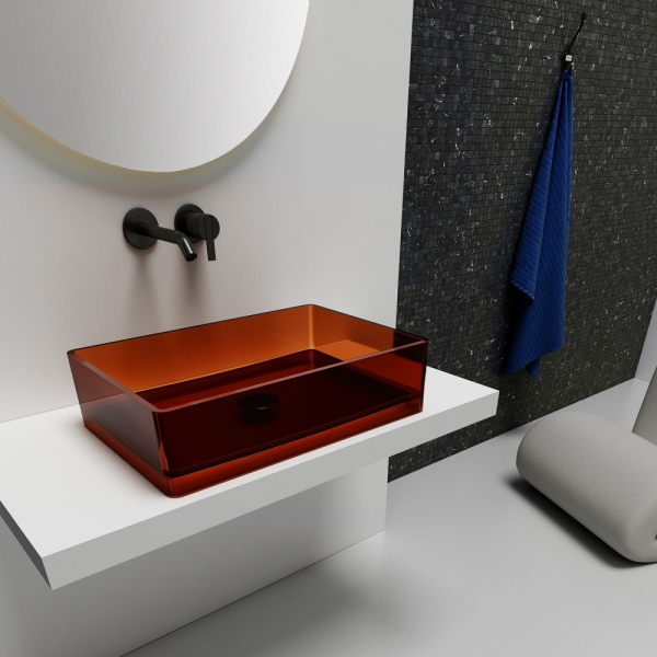 Раковина  прямоугольная Abber Kristall AT2803Opal полиэфирная смола цвет коричневый