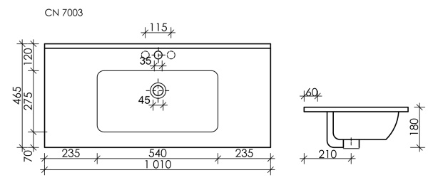 Раковина мебельная прямоугольная Ceramica Nova Element CN7003MB фарфор цвет черный матовый