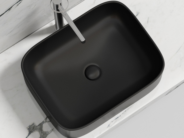 Раковина накладная прямоугольная Ceramica Nova Element CN6052MB фарфор цвет черный матовый