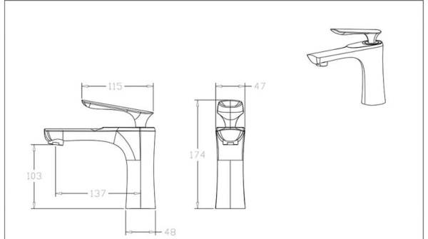 Смеситель для раковины Bravat  F1390424BW-RUS черный