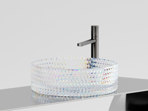 Раковина накладная круглая Ceramica Nova Cristal CN6059 стекло цвет голубой