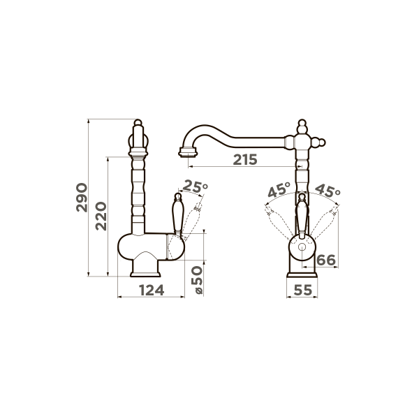 Смеситель для кухни Omoikiri Kyoto 4994287 без подключения к фильтру античная латунь