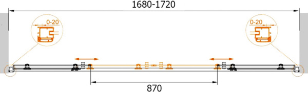 Душевая дверь Cezares Anima ANIMA-W-BF-2-170-P-Cr 170 см стекла матовые, профиль хром