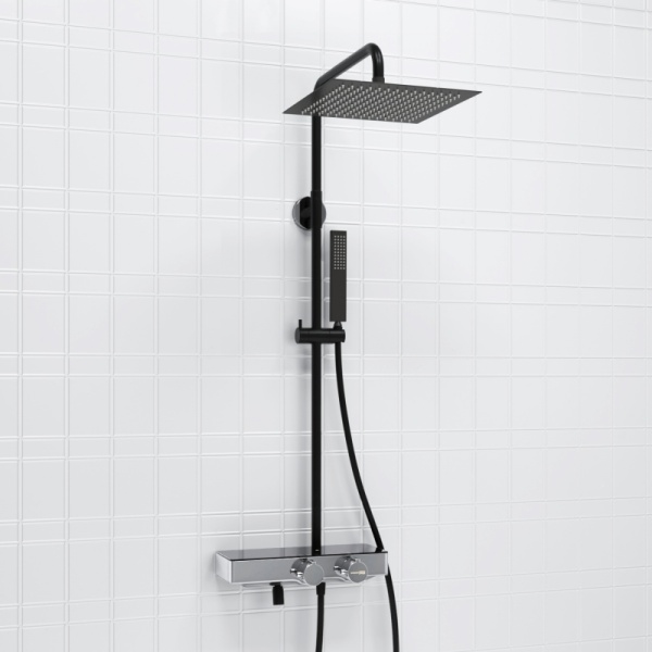 Душевая система со смесителем Wasserkraft  A114.162.218.CB Thermo монтаж настенная с термостатом черный