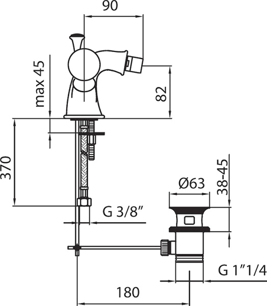 Смеситель для биде Webert Karenina KA710102015 латунь хром