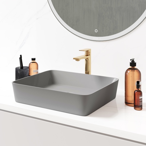 Раковина  квадратная  Grossman Color GR-3016GM фаянс цвет серый матовый