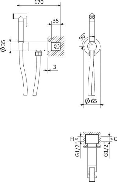 Гигиенический душ Cezares Leaf LEAF-DIF-PO  