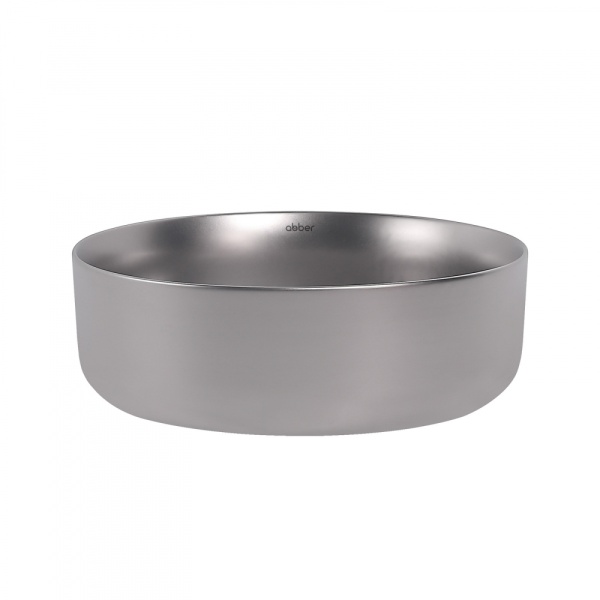 Раковина накладная круглая Abber Bequem AC2108MS фаянс цвет серебро матовое