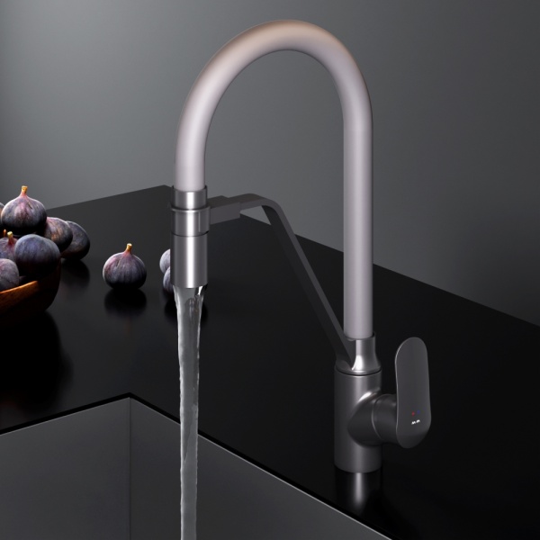 Смеситель для кухни Am.Pm Like F8007825 с подключением к фильтру черный/серый