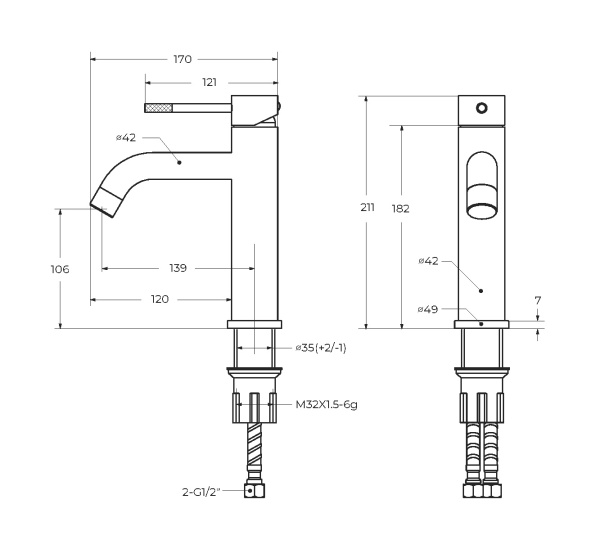 Смеситель для раковины Cezares Relax RELAX-LS1-GM оружейная сталь