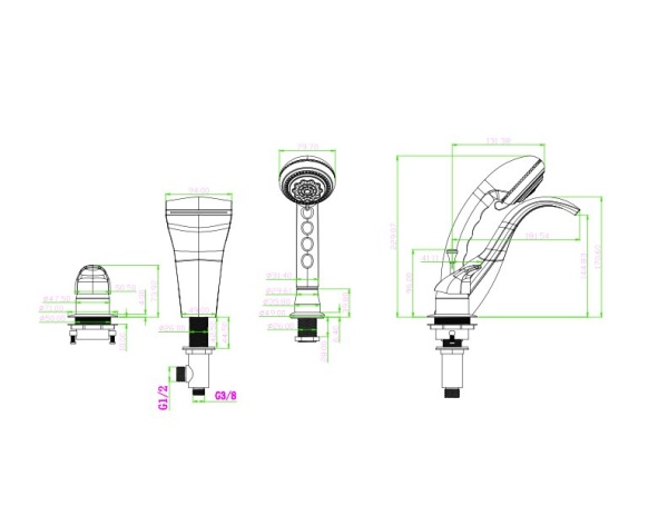 Смеситель для ванны или душа Boheme Cobra 390 на борт ванны 
без термостата 