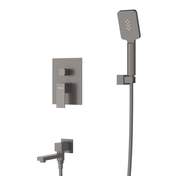 Душевая система со смесителем Cezares Slider SLIDER-VDSET-GM монтаж встраиваемая в стену без термостата оружейная сталь