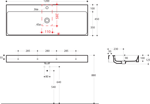 Раковина подвесная прямоугольная Kerasan Cento 353401*1 фарфор цвет белый