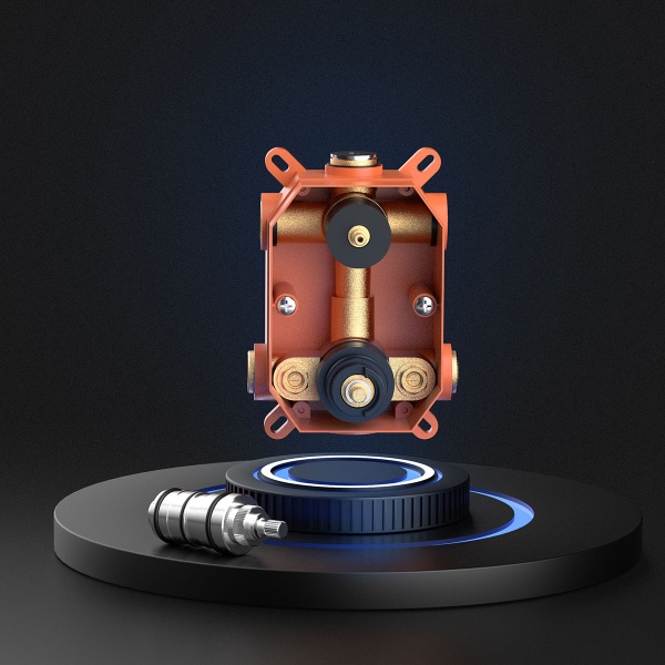 Душевая система со смесителем Vincea  VSFW-102TMB монтаж встраиваемая в стену с термостатом черный