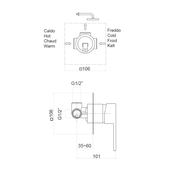 Смеситель для душа Webert Pegaso PE880101560 встраиваемый в стену 
без термостата черный