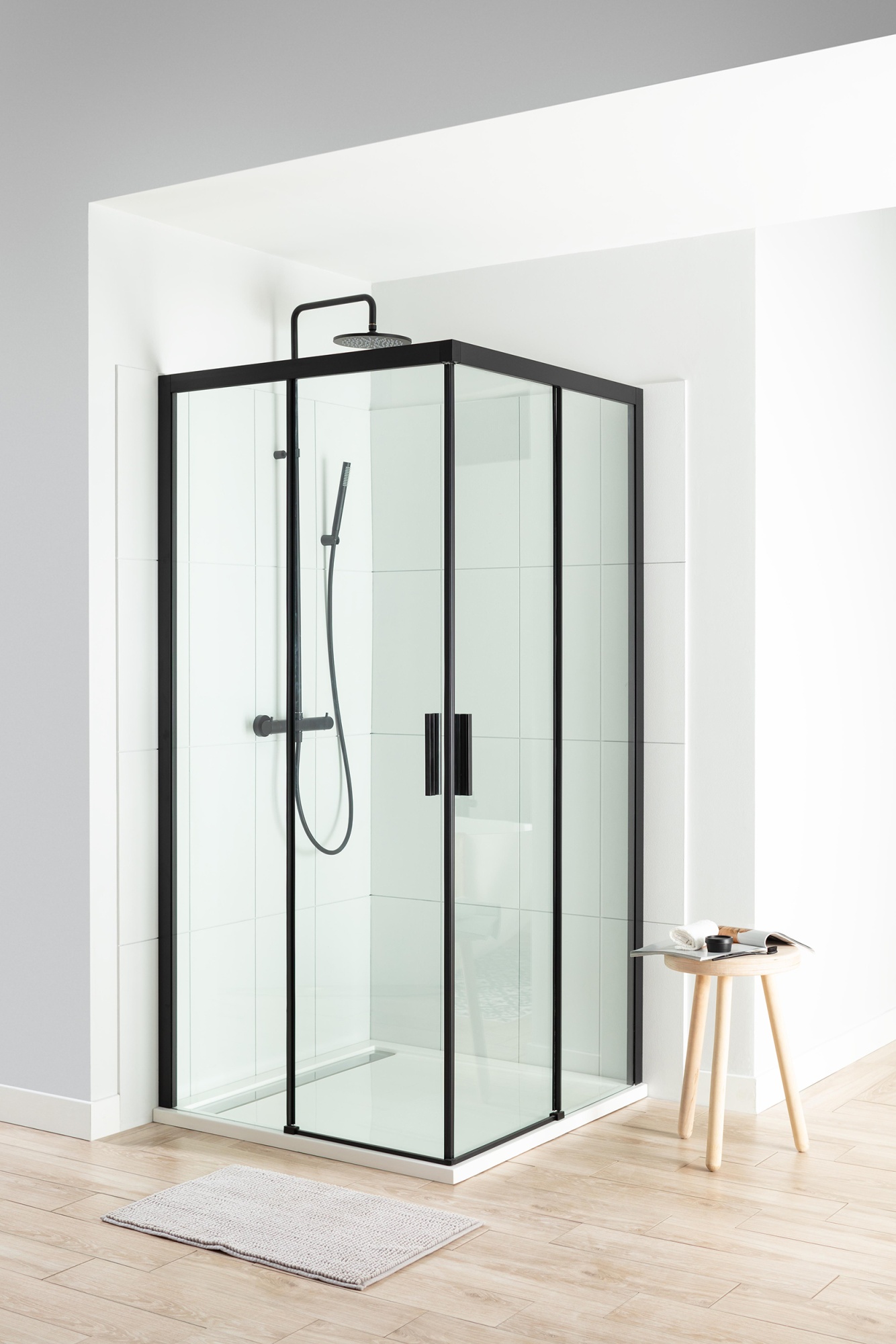 Душевой угол Aquanet Pleasure AE60-S-100x100U-BT квадратная  100x100 стекла прозрачные, профиль черный