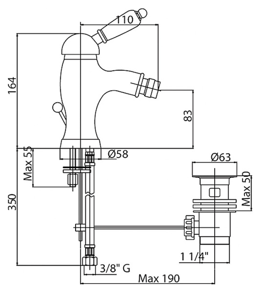 Смеситель для биде Cezares Vintage VINTAGE-BSM1-03/24-Sw латунь 