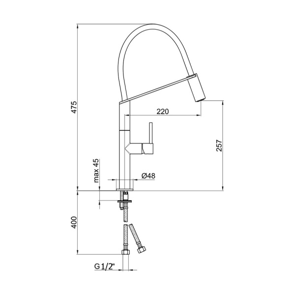 Смеситель для кухни Webert Oblique Pro OB920602015 без подключения к фильтру хром