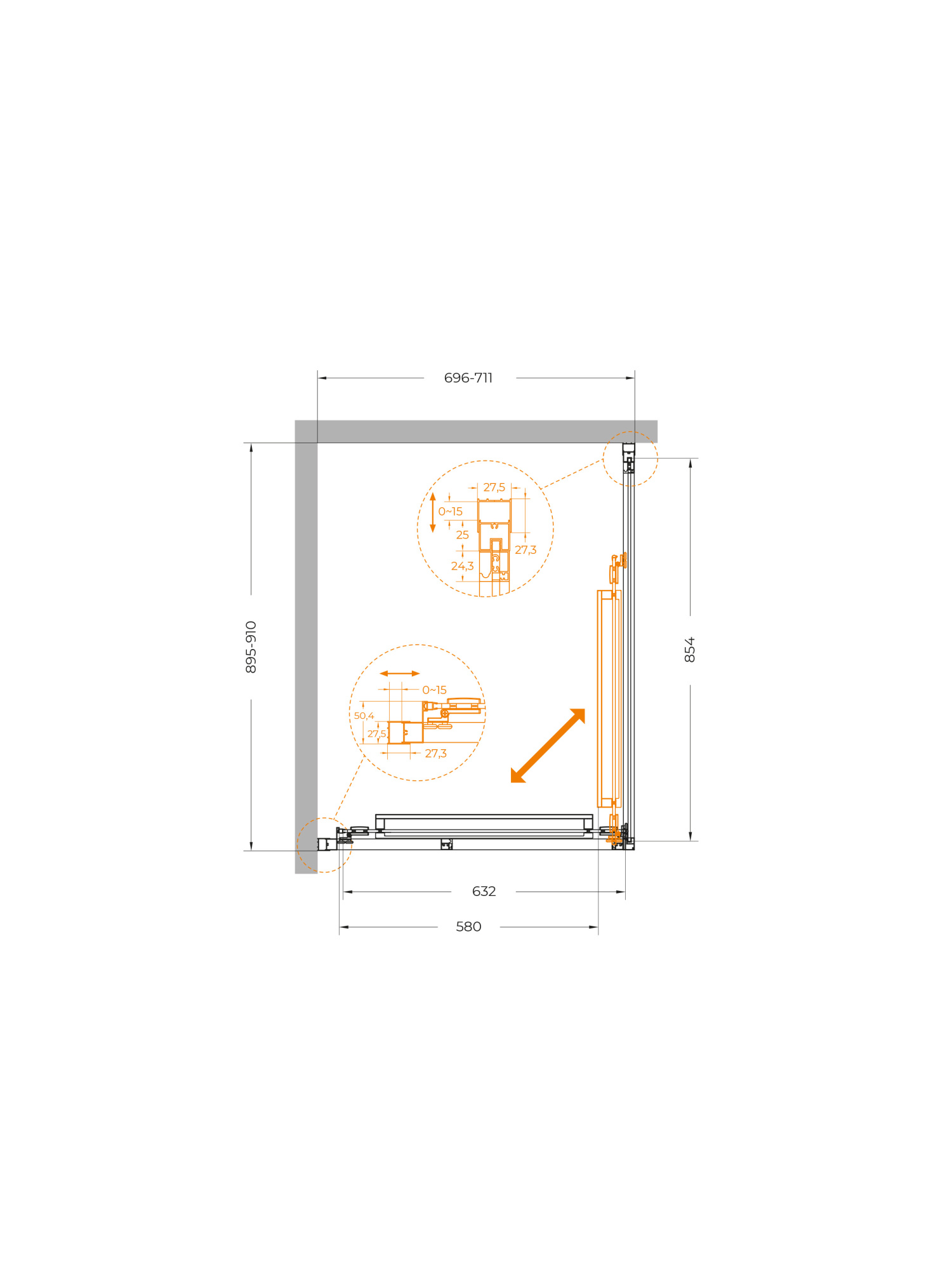 Душевой угол Cezares Lux LUX-AH-FS-1-70/90-C-CR прямоугольный 70x90 стекла прозрачные, профиль хром