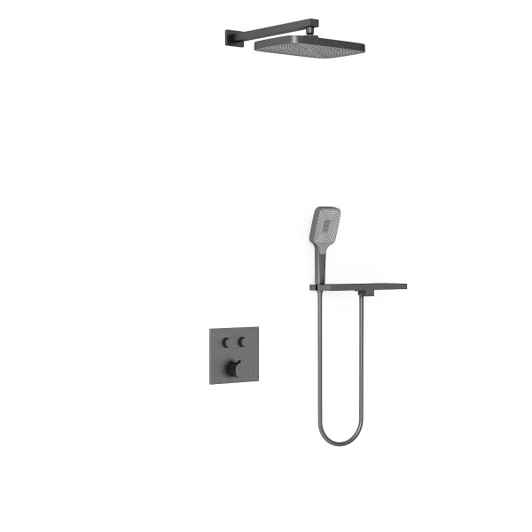 Душевая система со смесителем Vincea  VSFW-4211RGM монтаж встраиваемая в стену без термостата вороненая сталь