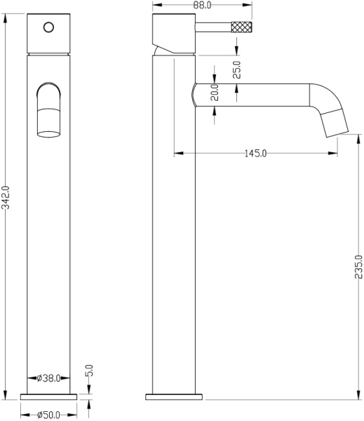 Смеситель для раковины Boheme Uno 462-G золото