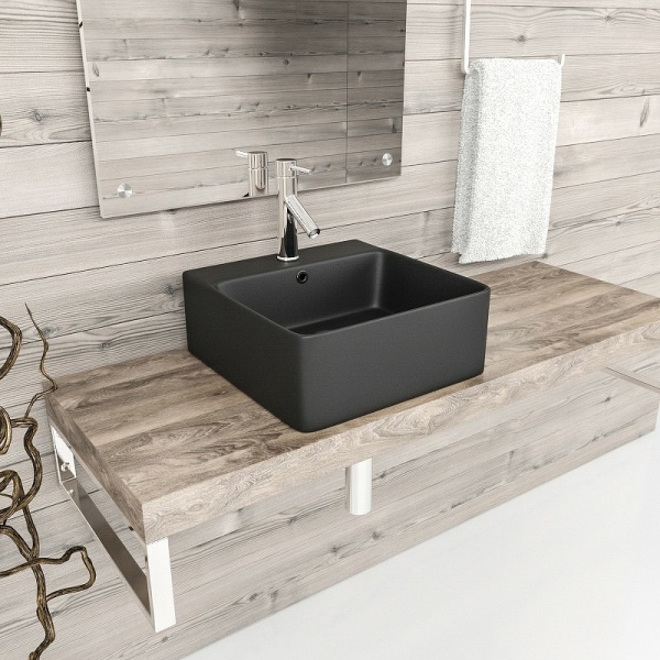 Раковина  прямоугольная Esbano CIRCON-40 ESRNCIRC40MB фаянс цвет черный матовый