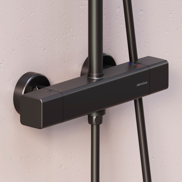 Душевая система со смесителем Damixa Gala 953800300 монтаж настенная с термостатом черный матовый
