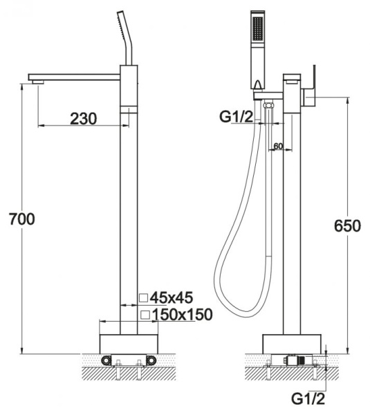 Смеситель для ванны BelBagno Arlie ARL-FMT-CRM  
 хром